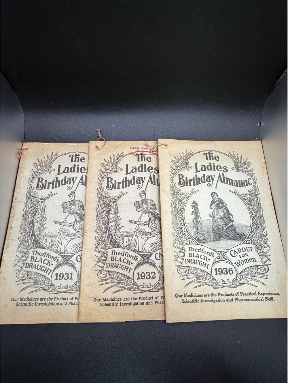 3 Vintage The Ladies Birthday Almanac - 1931, 32 & 36 - Cardui & Black-Draught